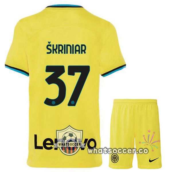 Inter Milan (ŠKRINIAR 37) Kids Third Soccer Jerseys Yellow 2022-2023