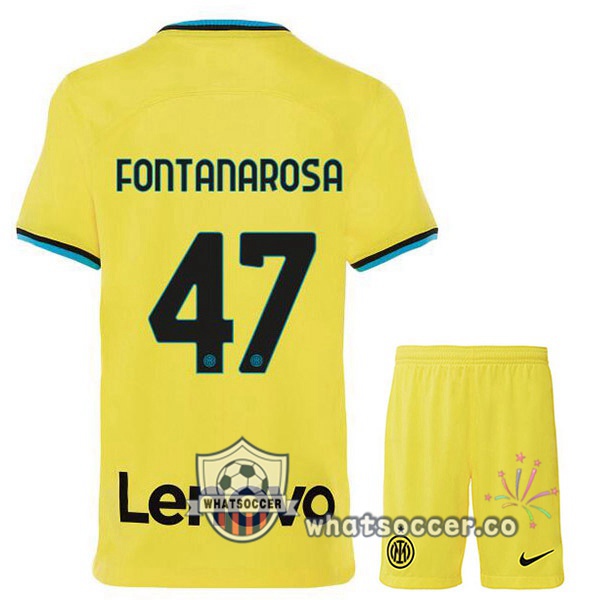 Inter Milan (FONTANAROSA 47) Kids Third Soccer Jerseys Yellow 2022-2023