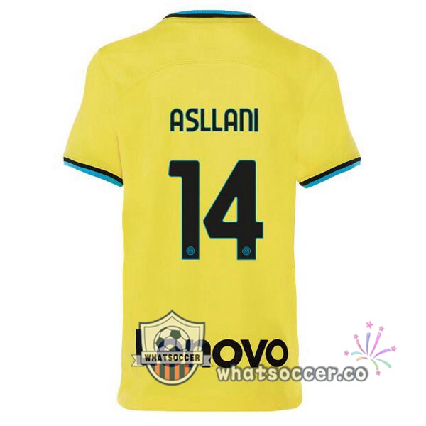 Inter Milan (ASLLANI 14) Third Soccer Jerseys Yellow 2022-2023