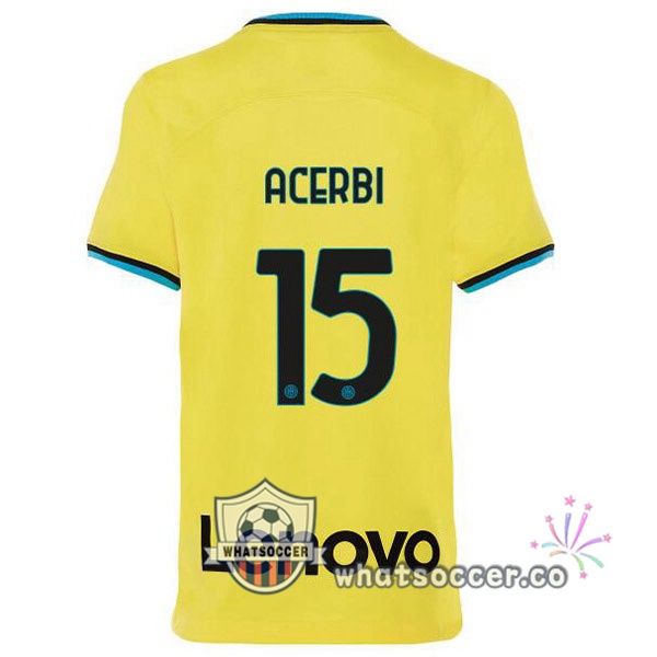 Inter Milan (ACERBI 15) Third Soccer Jerseys Yellow 2022-2023