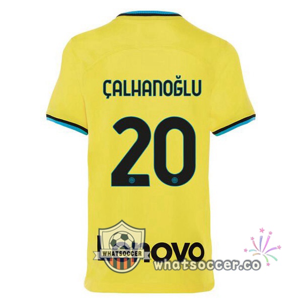 Inter Milan (ÇALHANOĞLU 20) Third Soccer Jerseys Yellow 2022-2023