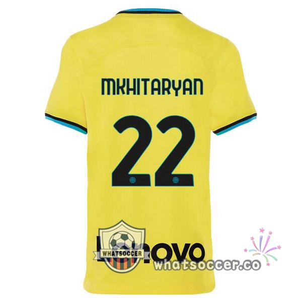 Inter Milan (MKHITARYAN 22) Third Soccer Jerseys Yellow 2022-2023