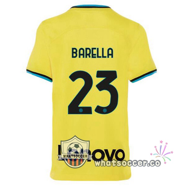 Inter Milan (BARELLA 23) Third Soccer Jerseys Yellow 2022-2023
