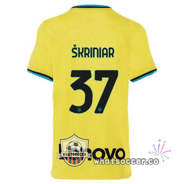 Inter Milan (ŠKRINIAR 37) Third Soccer Jerseys Yellow 2022-2023