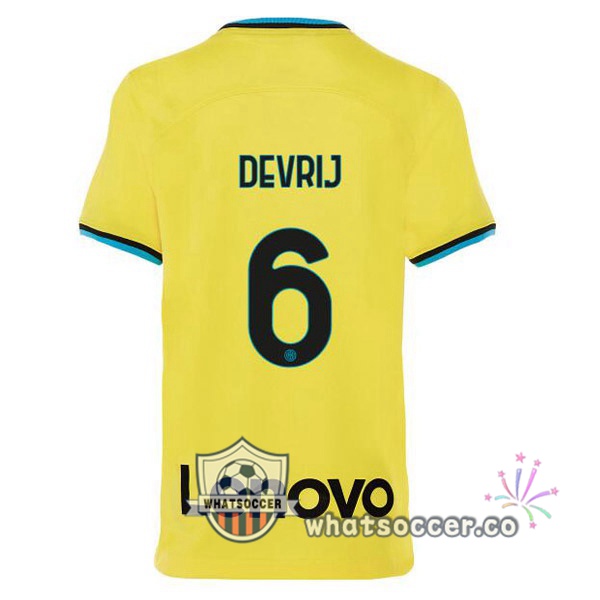 Inter Milan (DE VRIJ 6) Third Soccer Jerseys Yellow 2022-2023