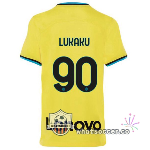 Inter Milan (LUKAKU 90) Third Soccer Jerseys Yellow 2022-2023