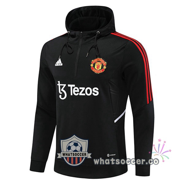 Manchester United Hooded Sweater Black 2022-2023