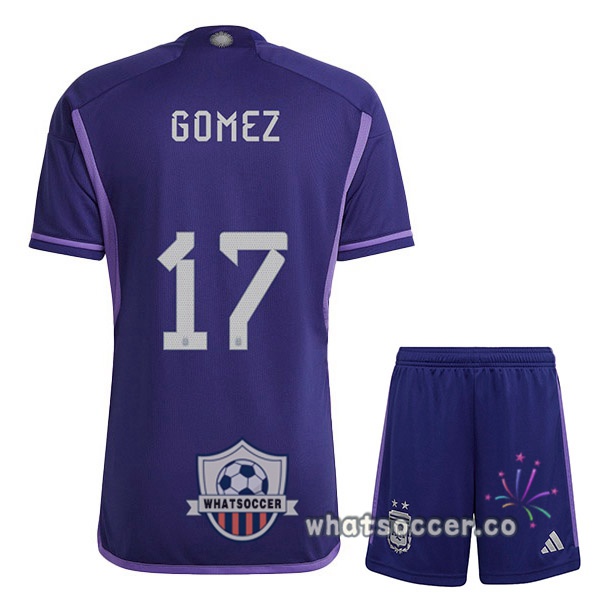 Argentina (GOMEZ 17) Kids Away Soccer Jerseys Purple 2022-2023