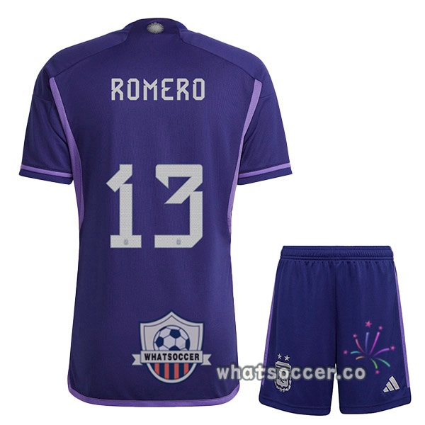 Argentina (ROMERO 13) Kids Away Soccer Jerseys Purple 2022-2023