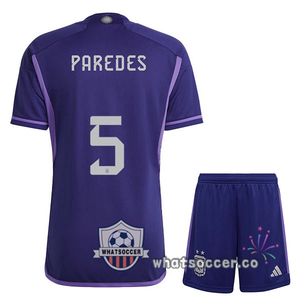 Argentina (PAREDES 5) Kids Away Soccer Jerseys Purple 2022-2023