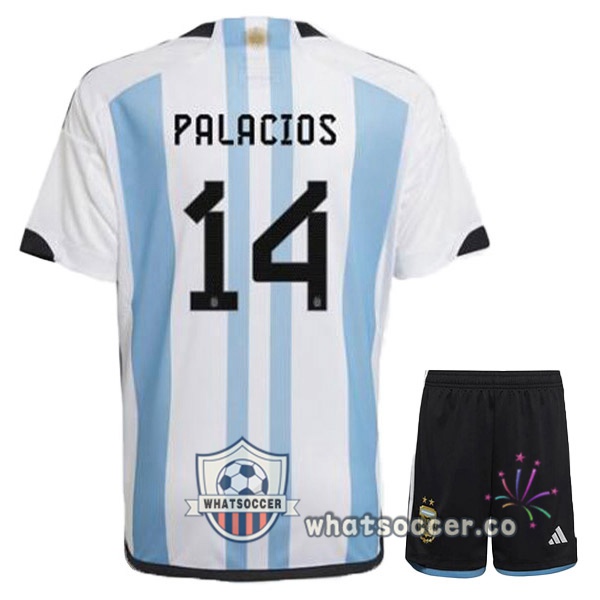 Argentina (PALACIOS 14) Kids Home Soccer Jerseys Blue White 2022-2023