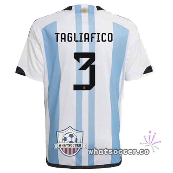 Argentina (TAGLIAFICO 3) Home Soccer Jerseys Blue White 2022-2023