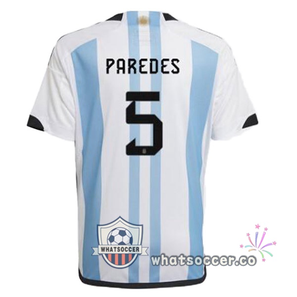 Argentina (PAREDES 5) Home Soccer Jerseys Blue White 2022-2023