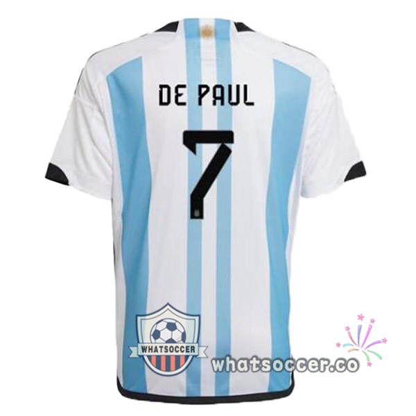 Argentina (DE PAUL 7) Home Soccer Jerseys Blue White 2022-2023