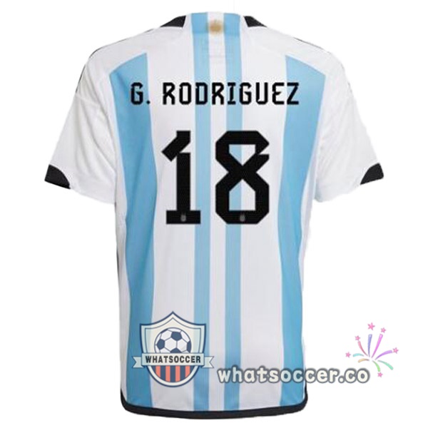 Argentina (G. RODRIGUEZ 18) Home Soccer Jerseys Blue White 2022-2023