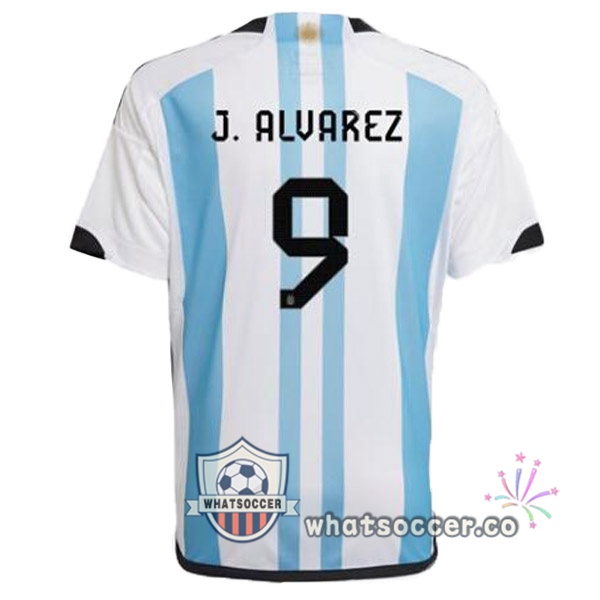 Argentina (J. ALVAREZ 9) Home Soccer Jerseys Blue White 2022-2023