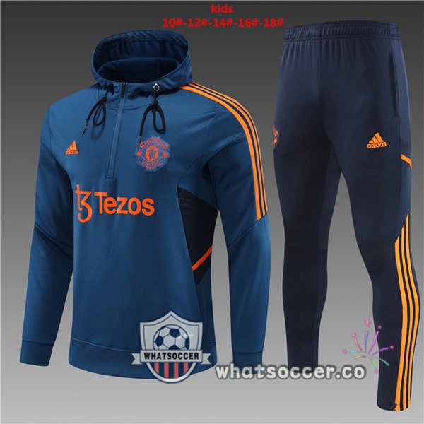 Manchester United Kids Blue Hooded Jacket 2022-2023