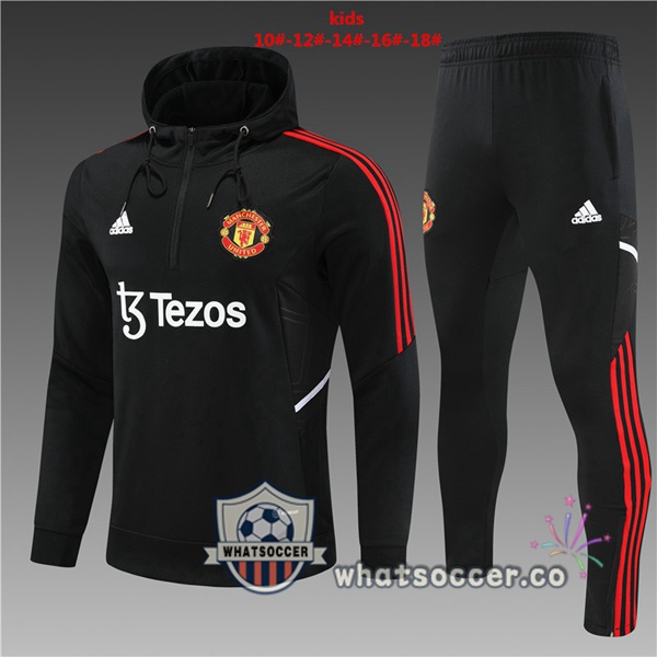 Manchester United Kids Black Hooded Jacket 2022-2023
