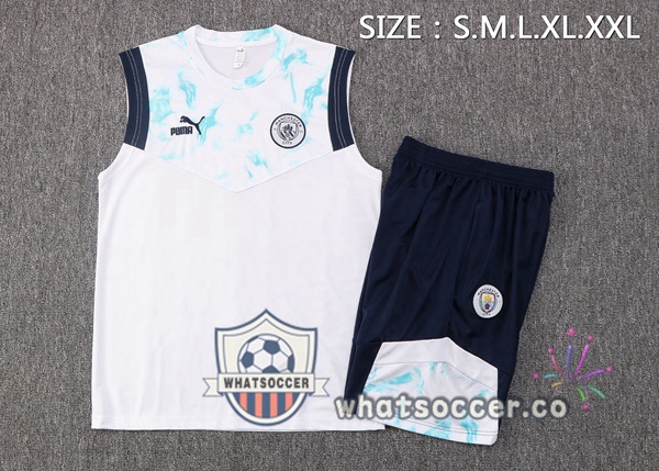 Manchester City + Shorts White Soccer Vest 2022-2023