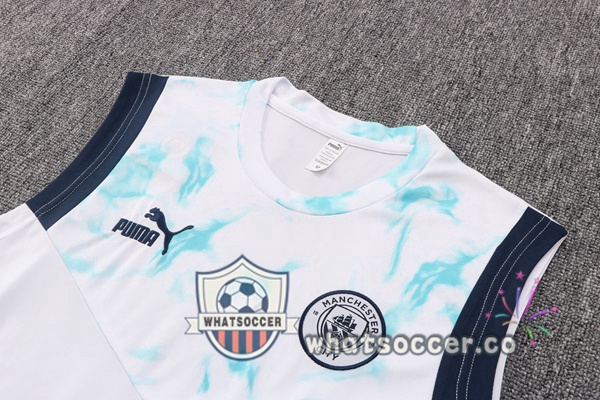 Manchester City + Shorts White Soccer Vest 2022-2023