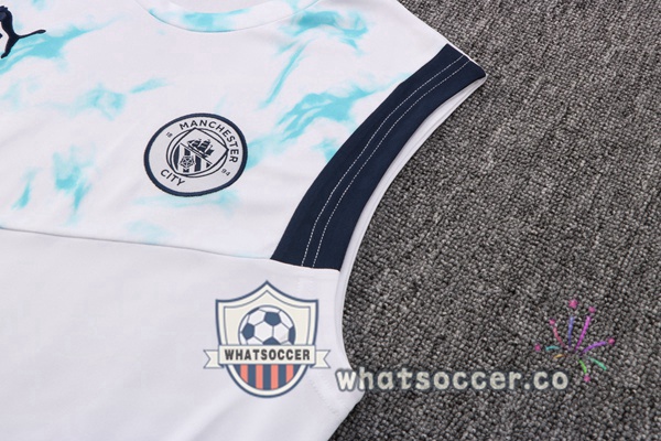 Manchester City + Shorts White Soccer Vest 2022-2023