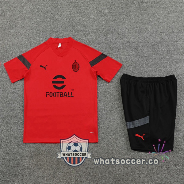 AC Milan Training T-Shirts+ Shorts Red 2022-2023