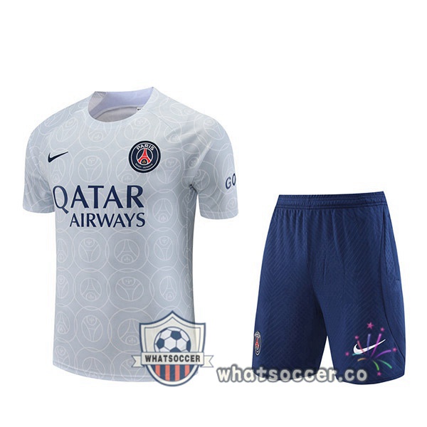 Paris PSG Training T-Shirts+ Shorts Gray 2022-2023
