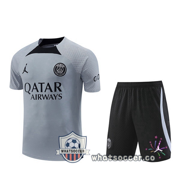 Paris PSG Training T-Shirts+ Shorts Gray 2022-2023
