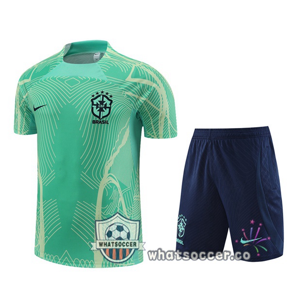 Brazil Training T-Shirts+ Shorts Green 2022-2023