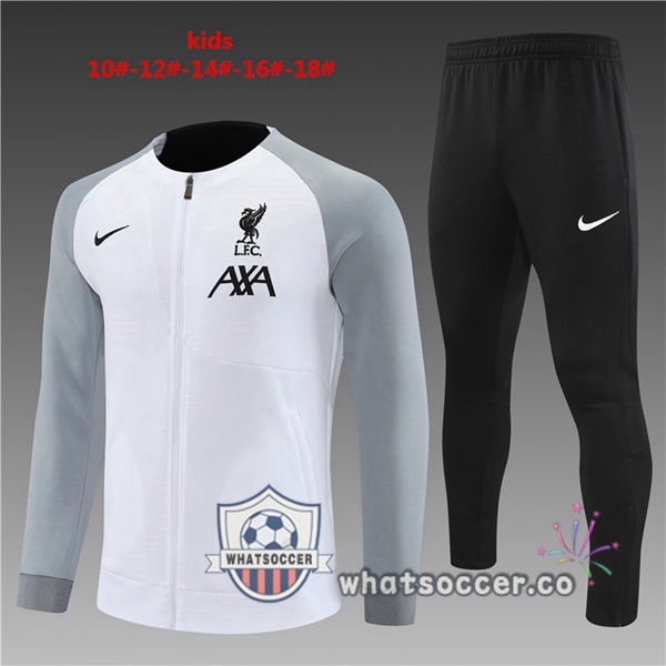 FC Liverpool Kids White Gray Training Jacket 2022-2023