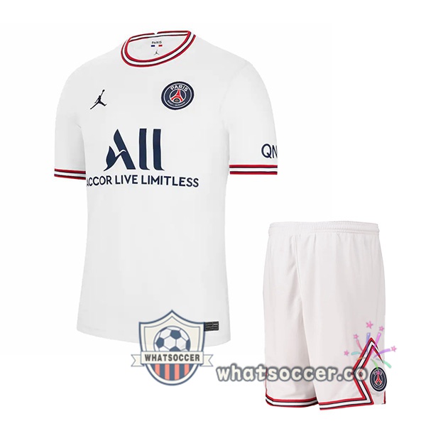 Jordan Paris PSG Kids Fourth Soccer Jerseys White 2021-2022