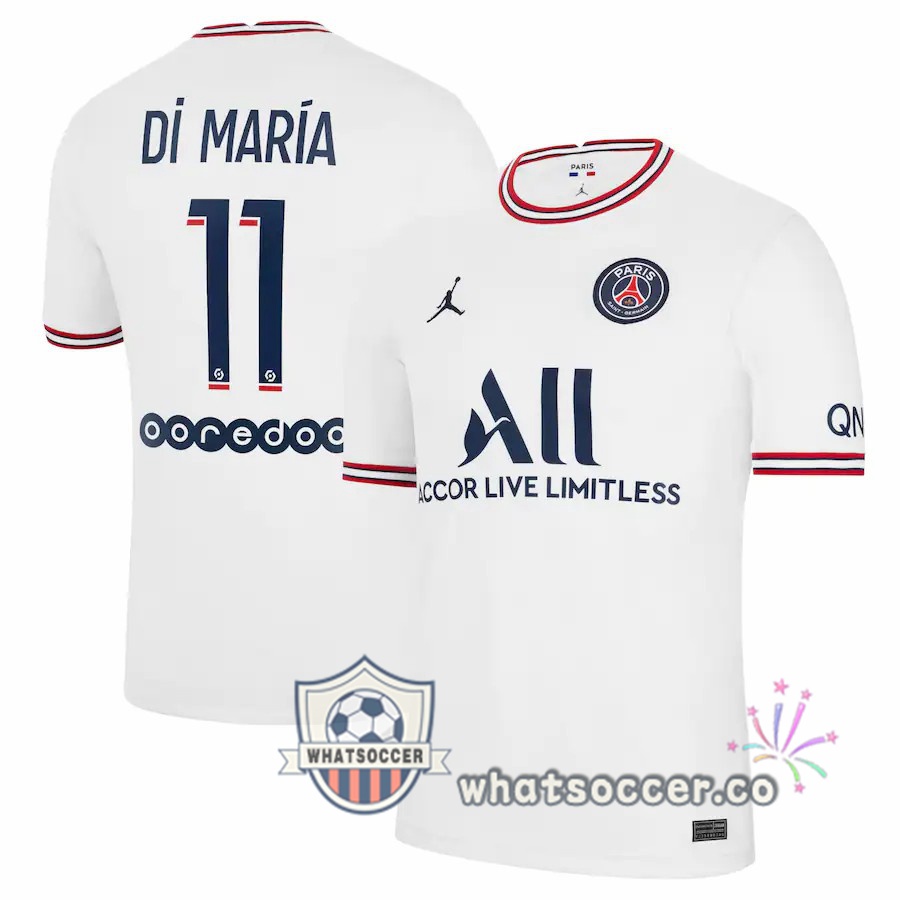 Jordan Paris PSG (Di Maria 11) Fourth Soccer Jerseys White 2021-2022