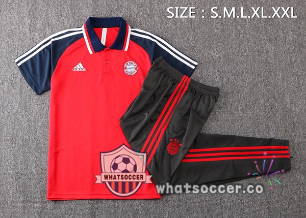 Training Polo Bayern Munich + Pants Red 2021-2022