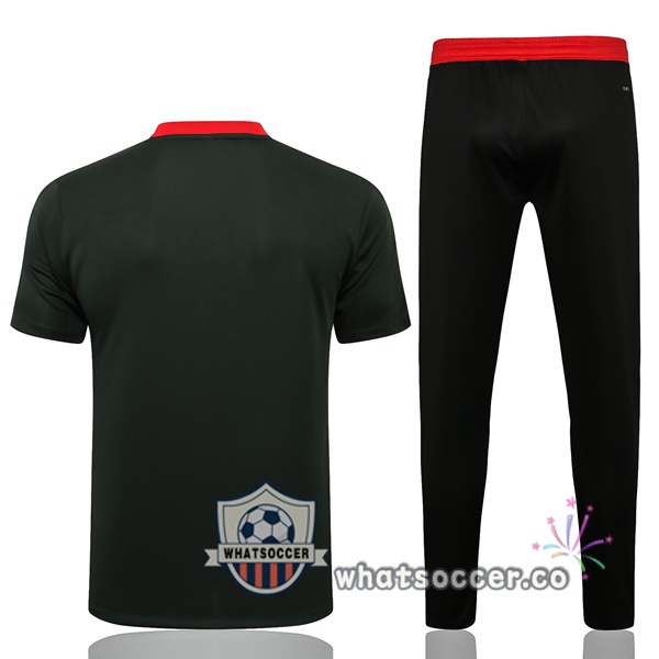 Manchester United Training T-Shirts + Pants Green Fonce 2021-2022