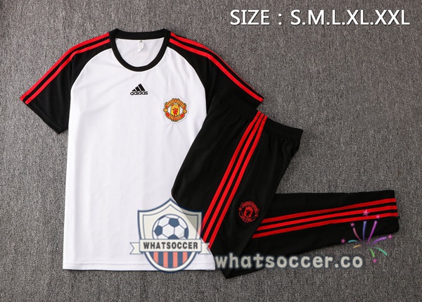 Manchester United Training T-Shirts + Pants White Black 2021-2022