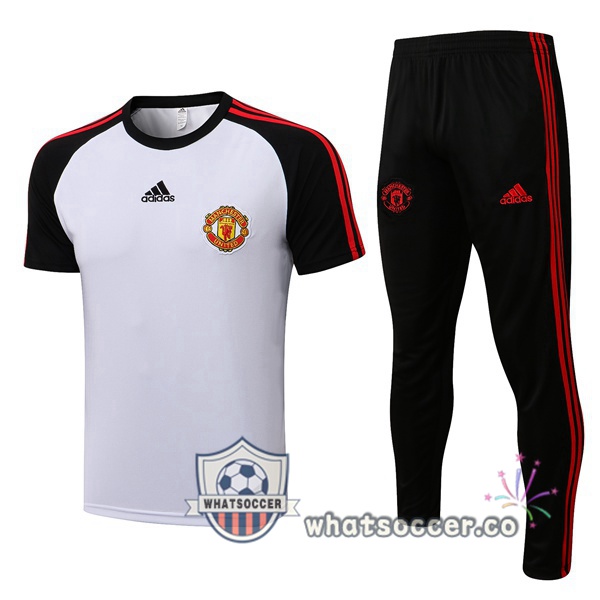 Manchester United Training T-Shirts + Pants White Black 2021-2022