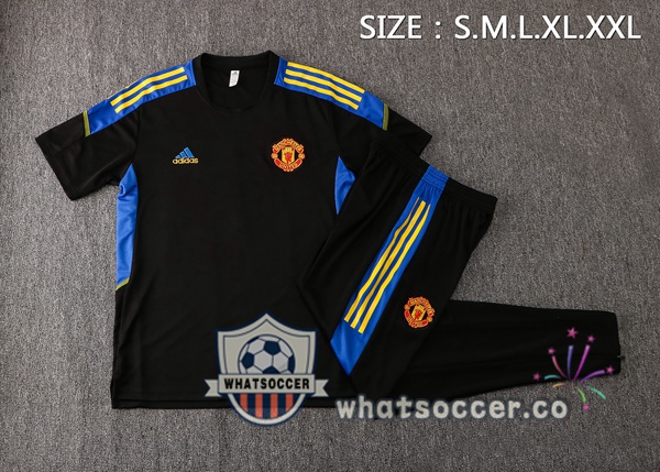 Manchester United Training T-Shirts + Pants Black 2021-2022