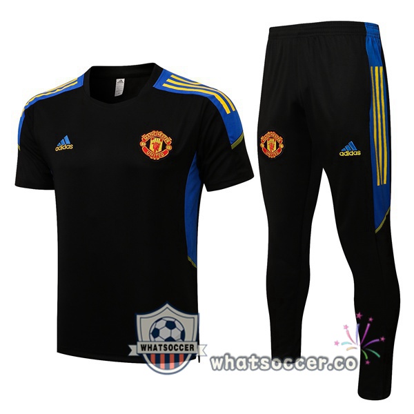 Manchester United Training T-Shirts + Pants Black 2021-2022
