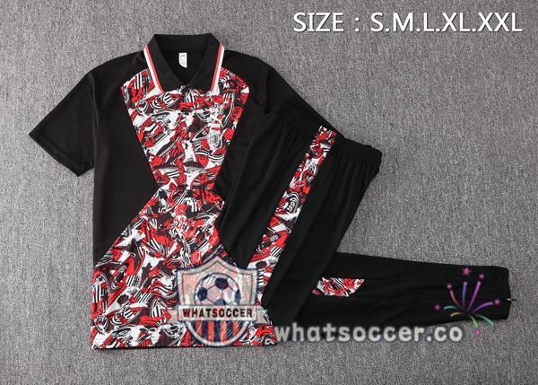 Training Polo AC Milan + Pants Black Red 2021-2022
