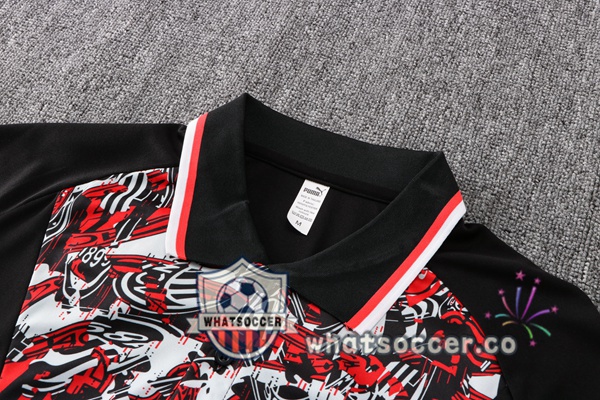 Training Polo AC Milan + Pants Black Red 2021-2022