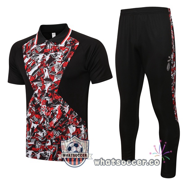 Training Polo AC Milan + Pants Black Red 2021-2022