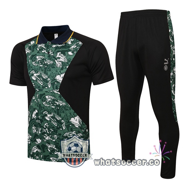 Training Polo Manchester City + Pants Green Black 2021-2022