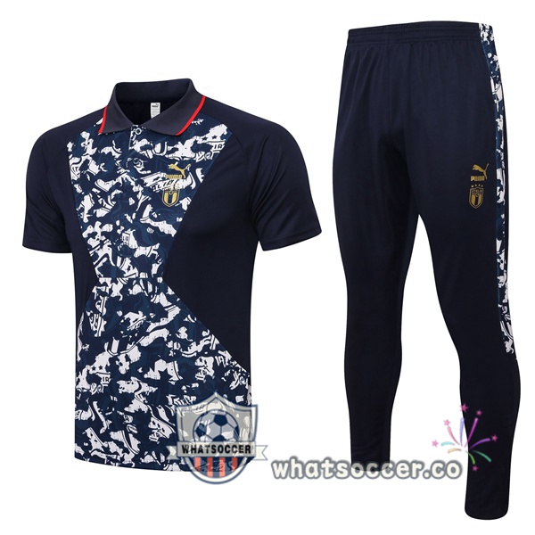Training Polo Italy + Pants Blue Black 2021-2022