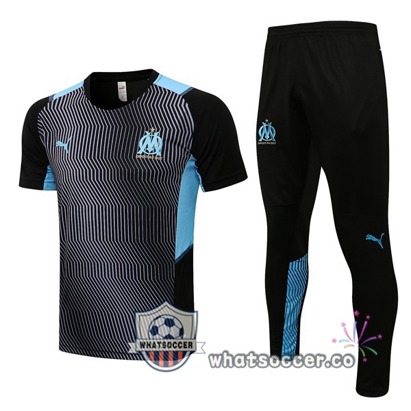 Marseille OM Training T-Shirts + Pants Black Blue 2021-2022