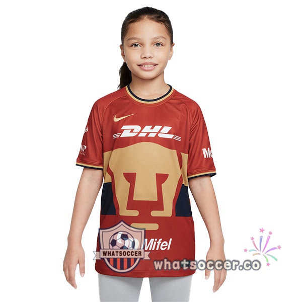 Pumas UNAM Kids Third Soccer Jerseys Red Fonce 2022-2023