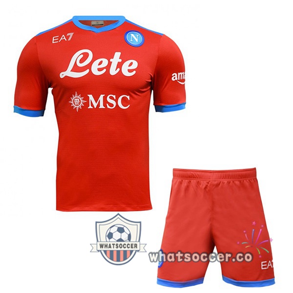 SSC Napoli Kids Four Soccer Jerseysth Red 2021-2022