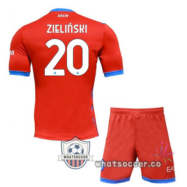 SSC Napoli (Zieliński 20) Kids Four Soccer Jerseysth Red 2021-2022