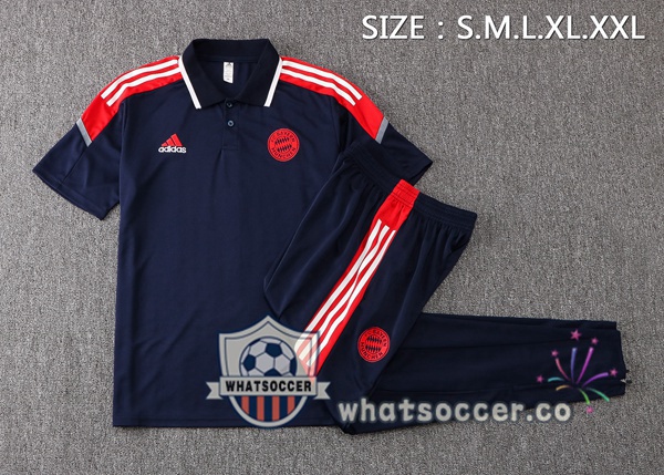 Training Polo Bayern Munich + Pants Blue Royal 2021-2022