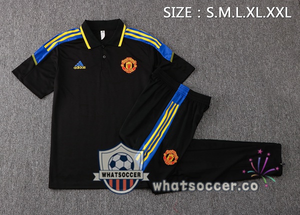 Training Polo Manchester United + Pants Black 2021-2022