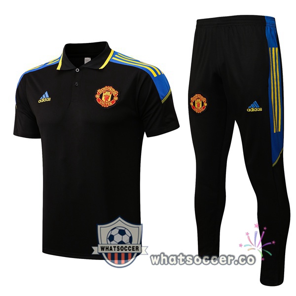 Training Polo Manchester United + Pants Black 2021-2022